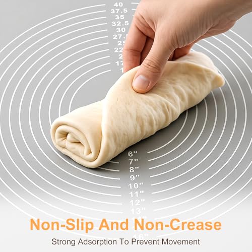 Kifmurase Non-slip Silicone Pastry Mat, 32" x 24" Baking Mat, Extra Large Dough Rolling Mats with Measurements and Edge Heightening, Non-stick Food Grade Mats for Pastry, Bread, Cookies, Pizza