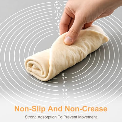 Kifmurase Non-slip Silicone Pastry Mat, 32" x 24" Baking Mat, Extra Large Dough Rolling Mats with Measurements and Edge Heightening, Non-stick Food Grade Mats for Pastry, Bread, Cookies, Pizza