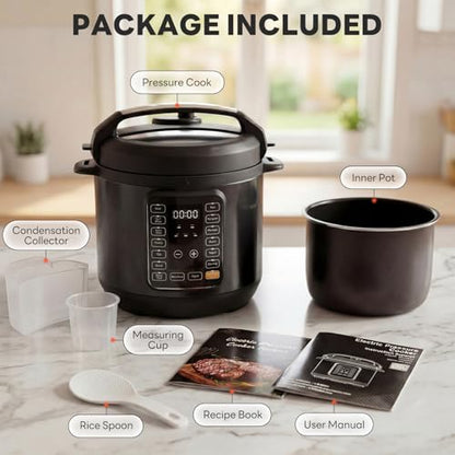 Sweetcrispy 16-in-1 Electric Pressure Cooker 6QT, 12-Preset Multi Cookers with Ceramic Pot, Slow Cook Rice Steamer Sauté Soup Yogurt Maker and More, Recipe Book