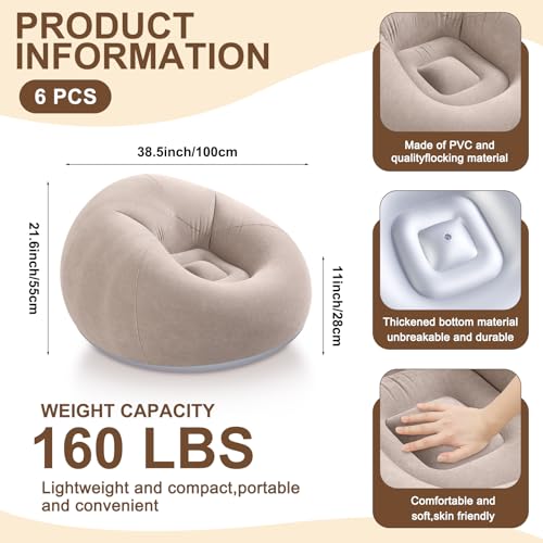 BreezeHug 6 Pcs Inflatable Bean Bag Chairs with 16ft Inflatable Movie Screen Projector Screen Outdoor Blow up Chairs with Electric Air Pump for Outdoor Movie Nights Camping