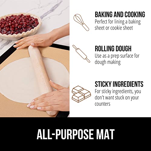 GORILLA GRIP Food Grade Reusable Nonstick Silicone Baking Mat 2PK, Oven Safe Cookie Sheet Liners, Up to 500 Degrees, No Mess Easy Clean Pastry Mats, Kitchen Essentials, 11.75x8.25 Quarter Sheet, Black