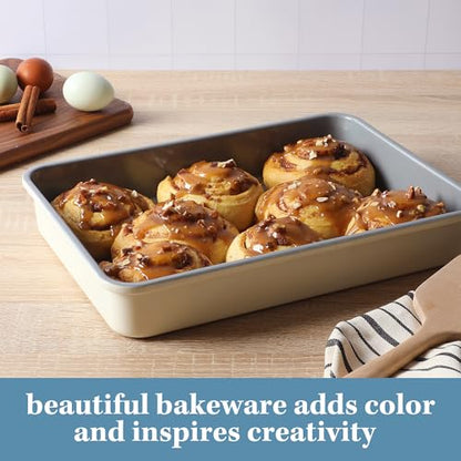 Sur La Table Kitchen Essentials Bake Sale 9 X 13 Inch PFOA, PFAS, PTFE Free Nonstick Roaster/Cake/Baking Pan - Linen White
