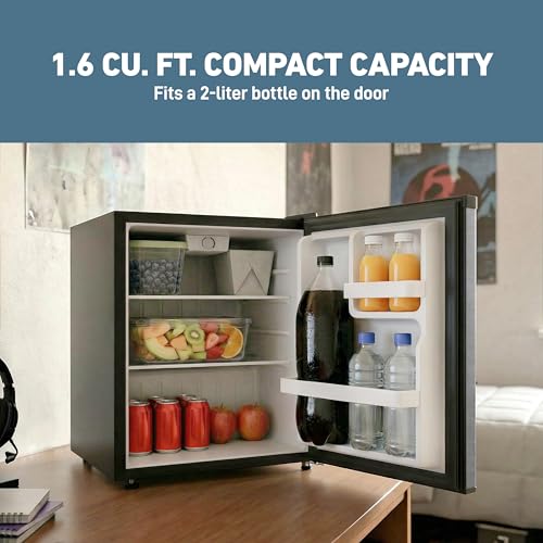West Bend Mini Fridge Compact Refrigerator for Home Office or Dorm, Auto Defrost with Reversible Door, Energy Star Rated, 1.6-Cu.Ft., Stainless Steel