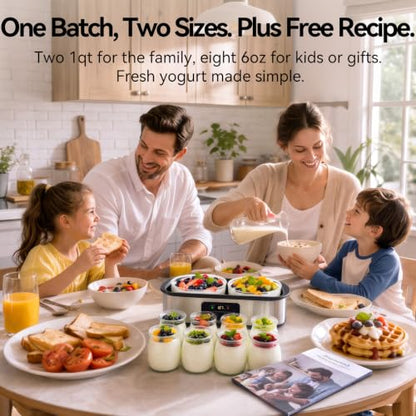 BTZHRI Yogurt Maker Machine, 2 x 1qt+8 x 6oz Greek Probiotic Yogurt Maker