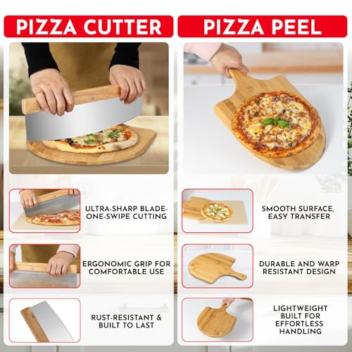 Pizza Stone for Oven Set - 15 x 12 inch Stone for Grill - 3PCS PizzaMaking Accessories - Large Pizza Oven Stones - Baking Stones for Bread and Pizzas