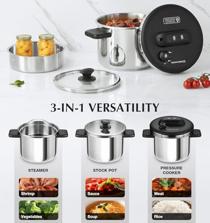KOCH SYSTEME CS 14 Piece Stainless Steel Cookware Set with Pressure Cooker, Stainless Steel Pressure Cooker with Pots and Pans Set, 18/10 Stainless Steel Cookware Set, Induction Ready
