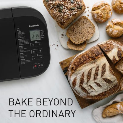 Panasonic Bread Machine, Automatic Bread Maker with 20 Presets and Advanced Temperature Sensor for Bread, Cake, and Pizza, Gluten Free Baking, Raisin Nut Dispenser - SD-R2550