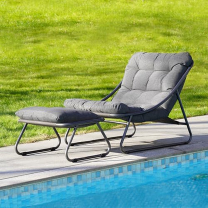 Grand patio Outdoor Lounge Chair with Footrest & Cushion, Dark Gray