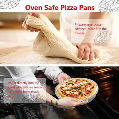 12 Inch Aluminum Pizza Pans, 12 Pack Disposable Round Foil Pizza Pan Trays, Oven & Freezer Safe Disposable Pizza Pan for Baking, Serving, Catering & Parties