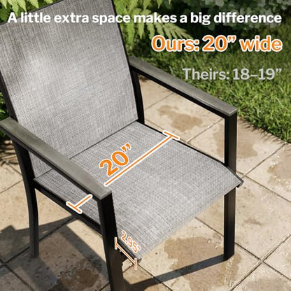 MEOOEM Expandable Outdoor Dining Set for 8, Extendable 9 Piece Outdoor Dining Table Set 450LBS Heavy Duty, Comfortable Highback Wide Deep Seat 8 Person Patio Dining Set for Outside, Backyard, Grey