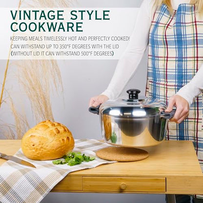 Magnaware Cast Aluminum Dutch Oven with Lid - 3 Quart Lightweight Cookware Pot with Silicone Covers for Easy Handling - Even Heat Distribution & Retention - For Bread Baking, Stew, Simmering & More
