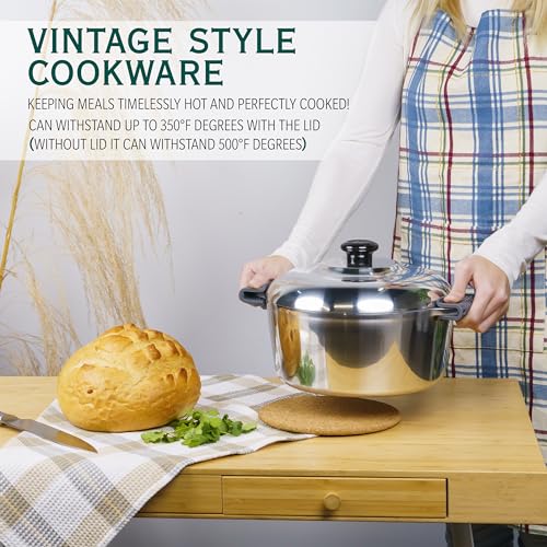Magnaware Cast Aluminum Dutch Oven with Lid - 3 Quart Lightweight Cookware Pot with Silicone Covers for Easy Handling - Even Heat Distribution & Retention - For Bread Baking, Stew, Simmering & More