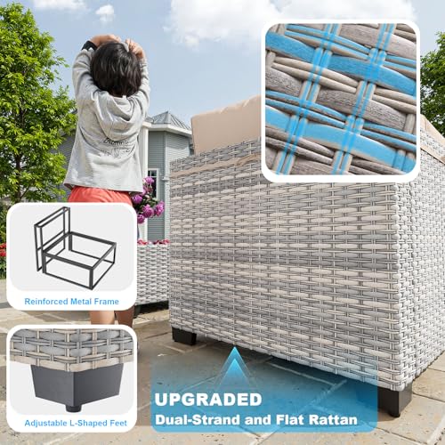Sweecci Outdoor PE Wicker Rattan Modular Patio Sectional Sofa Set