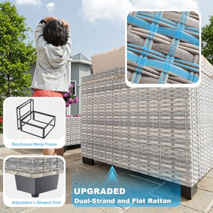 Sweecci Outdoor PE Wicker Rattan Modular Patio Sectional Sofa Set