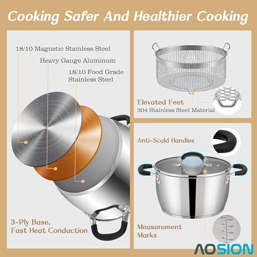 6 Quart Deep Fryer Pot with Basket, Stainless Steel Frying Pot