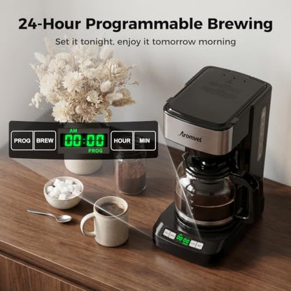 Aromvel 12 Cup Coffee Maker,Large 1.8L Water Tank Drip Coffee Machine
