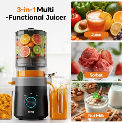 Aeitto 3-in-1 Juicer Machines, 6.0" Wide Mouth, Mesh-Free Easy to Clean