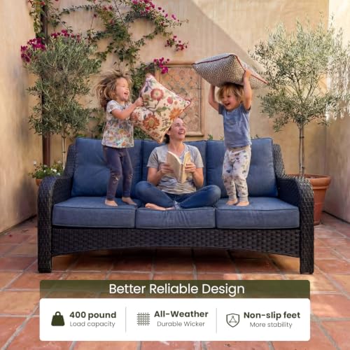 LayinSun 9 Piece Wicker Outdoor Furniture Set with 6-inch Comfy Cushions