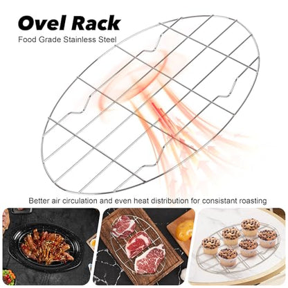 13” Roaster Pan with Lid and Rack, Small Enamel Roaster Pan with Oval Roasting Rack, Granite Baking Pot for Chicken Turkey Lamb, Heat Resistant, Oven/Dishwasher/All Stovestops Compatible