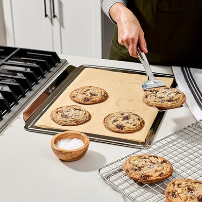 All-Clad Stainless Steel Cookie Baking Sheet 12" x 17" - Tri-ply Bonded for Consistent Baking- (Roast, Bake Cookies, Brownies and More) Professional Stainless Steel Bakeware