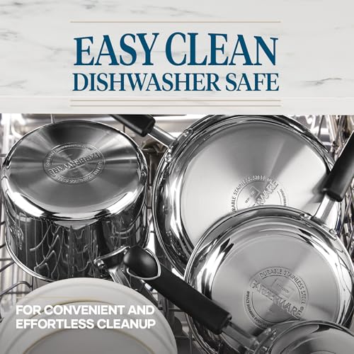 Farberware Brilliance Stainless Steel Cookware Set, 10 Piece Pots and Pans Set