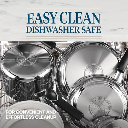 Farberware Brilliance Stainless Steel Cookware Set, 10 Piece Pots and Pans Set