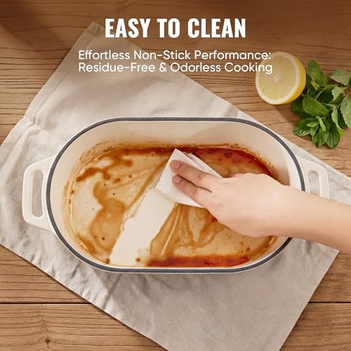 Dutch Oven for Bread Baking, 3.4 QT Bread Dutch Oven for Sourdough, Enamelled Cast Iron Bread Oven with Lids, Heavy-Duty Non Stick Sourdough Loaf Pan, Meatloaf Pan, Beige