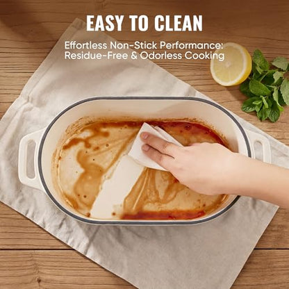 Dutch Oven for Bread Baking, 3.4 QT Bread Dutch Oven for Sourdough, Enamelled Cast Iron Bread Oven with Lids, Heavy-Duty Non Stick Sourdough Loaf Pan, Meatloaf Pan, Beige