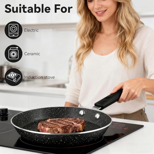 6 Inch Non-Stick Frying Pan with Non-Stick Coating, Egg Pan Omelette with Plastic Handle, Dishwasher Safe, Easy Cleanup, PFOA Free, Oven Safe Cooking Pan