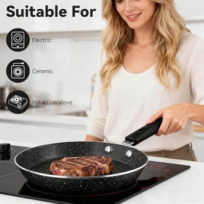 6 Inch Non-Stick Frying Pan with Non-Stick Coating, Egg Pan Omelette with Plastic Handle, Dishwasher Safe, Easy Cleanup, PFOA Free, Oven Safe Cooking Pan