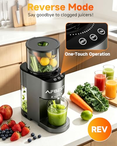 AFBEST Juicer Machines with 5.8" Large Chute, 2-in-1 Cold Press Juicer for Whole Vegetables Fruits Making Nut Milk, 100oz Capacity Masticating juicer for Daily Wellness, Easy to Clean, Premium Gray