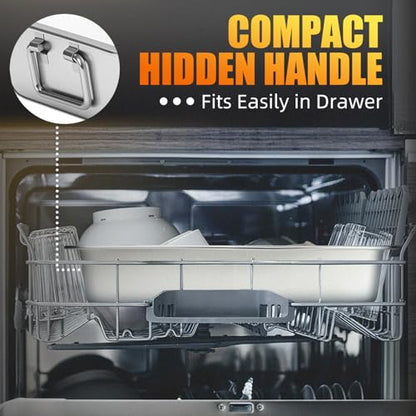Stainless Steel Turkey Roasting Pan with Rack & Handles, Heavy Duty Food-Safe Turkey Pan Dishwasher Safe, Perfect for Cooking Turkey and Steak for Thanksgiving and Christmas (Standard)