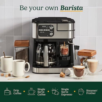 Cuisinart Coffee Center Barista Bar 4-in-1 Coffee Maker, Single-Serve Pods Compatible, Coffeemaker, Three Brewing Sizes, SS-4N1NAS, Black