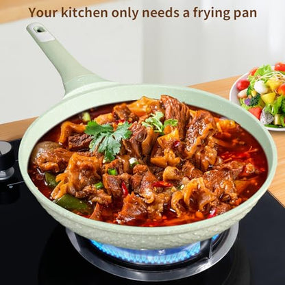 Xuanying 8 Inch Non Stick Frying Pan with Lid - Omelette & Egg Pan Skillet | PFOA/PFAS Free Healthy Cookware | All Stovetop & Dishwasher Safe | Heat Resistant Handle | Eco-Friendly