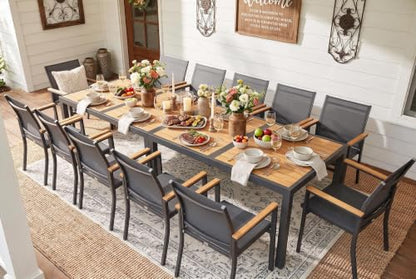 14-Pieces Aluminum Patio Table and Chairs Set with HDPS Tabletop for Patio