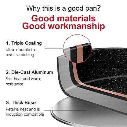 Caannasweis Nonstick Granite Frying Pan Skillet, Non Stick Omelette Fry Pans, Omelet Egg Pan, Stone Cookware Chef's Pan, Induction Compatible, PFOA Free (Gray, 12 Inch)