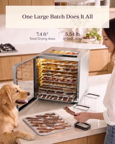 Cosori Food Dehydrator, 10 Stainless Steel Trays with 7.4 ft² Drying Space