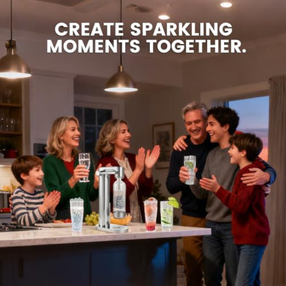 Pupdumm Soda Maker Sparkling Water Maker, Manual Stainless Steel Carbonation Machine for Home, Compatible with 60L Threaded CO₂ Cylinders (Not Included), Water Carbonator with BPA free PET Bottle