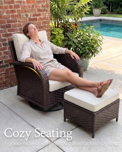 LayinSun 7 Pieces Outdoor Patio Furniture Set with Fire Pit Table