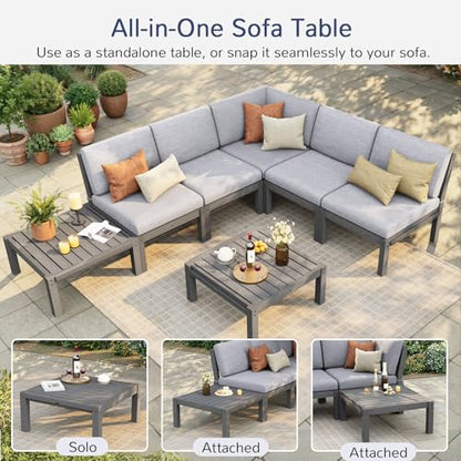 Stoog 11-Piece Patio Furniture Set, All-Weather Outdoor Sectional Sofa Set - Modular & Waterproof HIPS Frame, Quick-Dry Olefin Cushions, Grey
