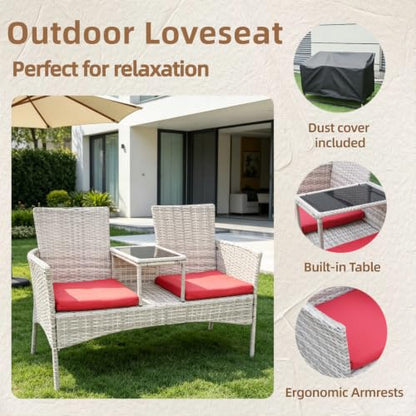 Wicker 2-Seat Outdoor Patio Loveseat