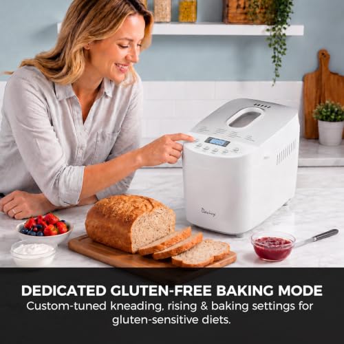 Davivy Bread Maker Machine 3LB with 2 Dough Kneading Paddles,15-in-1 Automatic Large Capacity Bread Machine Nonstick Bowl For Bread, Jam& Yogurt, 3 Loaf Sizes and 3 crust settings（silver，1.5kg）