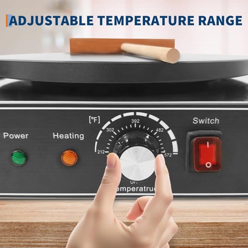 Garvee Electric Crepe Maker,3400 w 110 v Flat Plate Crepe Griddle with Double Plate and Temp Control,Non-Stick Commercial Crepe Machine for Home and Commercial Use