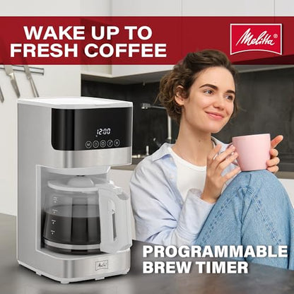 Melitta Aroma Tocco Glass 10-Cup Drip Coffee Maker, White