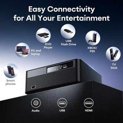 Boldever 1500 ANSI Google TV Smart Projector - 4K Projector with WiFi and Bluetooth, 20W HiFi Speakers Outdoor Movie Proyector, Auto Focus & Keystone Projector for Home Theater Indoor