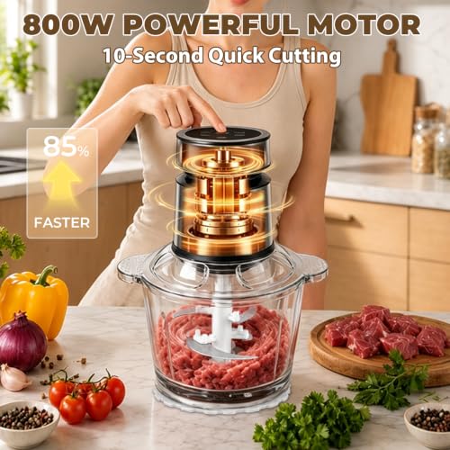 Glass Bowl Food Processor, Vegetable Chopper & Meat Grinder, Touch Screen