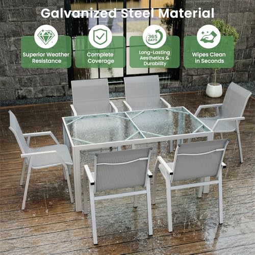 Jocoevol Outdoor Dining Set for 6 Patio Patio Table and Chairs Set 7 Piece
