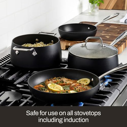 All-Clad HA1 Expert Nonstick 12-Inch Chef's Frying Pan with Tempered Glass Lid, Stay-Cool Ergonomic Handle, Dishwasher-Friendly, Oven-Safe Up to 350°F, Induction, Compatible with All Cooktops, Black
