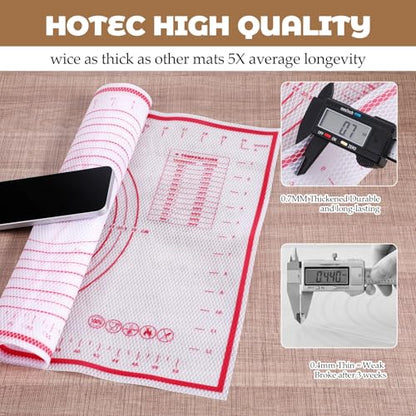 Hadnves Silicone Baking Mat 23.6" × 15.7" Extra Large Pastry Dough Mat with Measurements For Rolling Dough Bread Pizza Pie Crust Fondant Making Oven Liner Kitchen Counter Non-Slip Non Stick Reusable