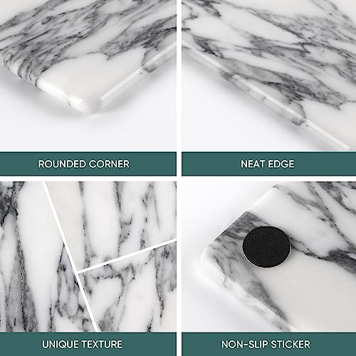 Koville Italian Natural Marble Cutting Board for Kitchen Pastry Bread Macaron Display, 12" x 8" Real Stone Slab Marble Cheese Board for Counter, Bathroom Perfume Tray Candle Plate (Arabescato)